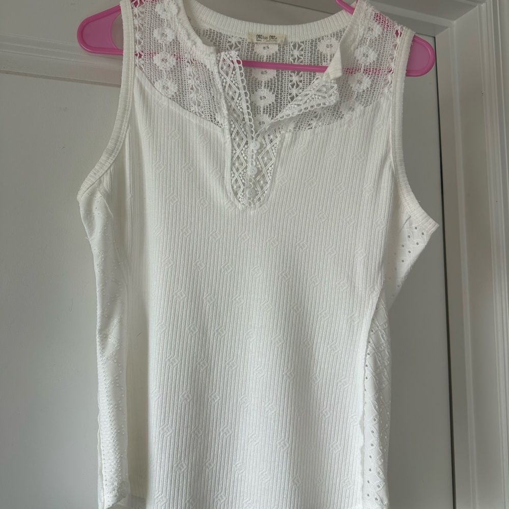 Miss Me White Lace Sleeveless Blouse